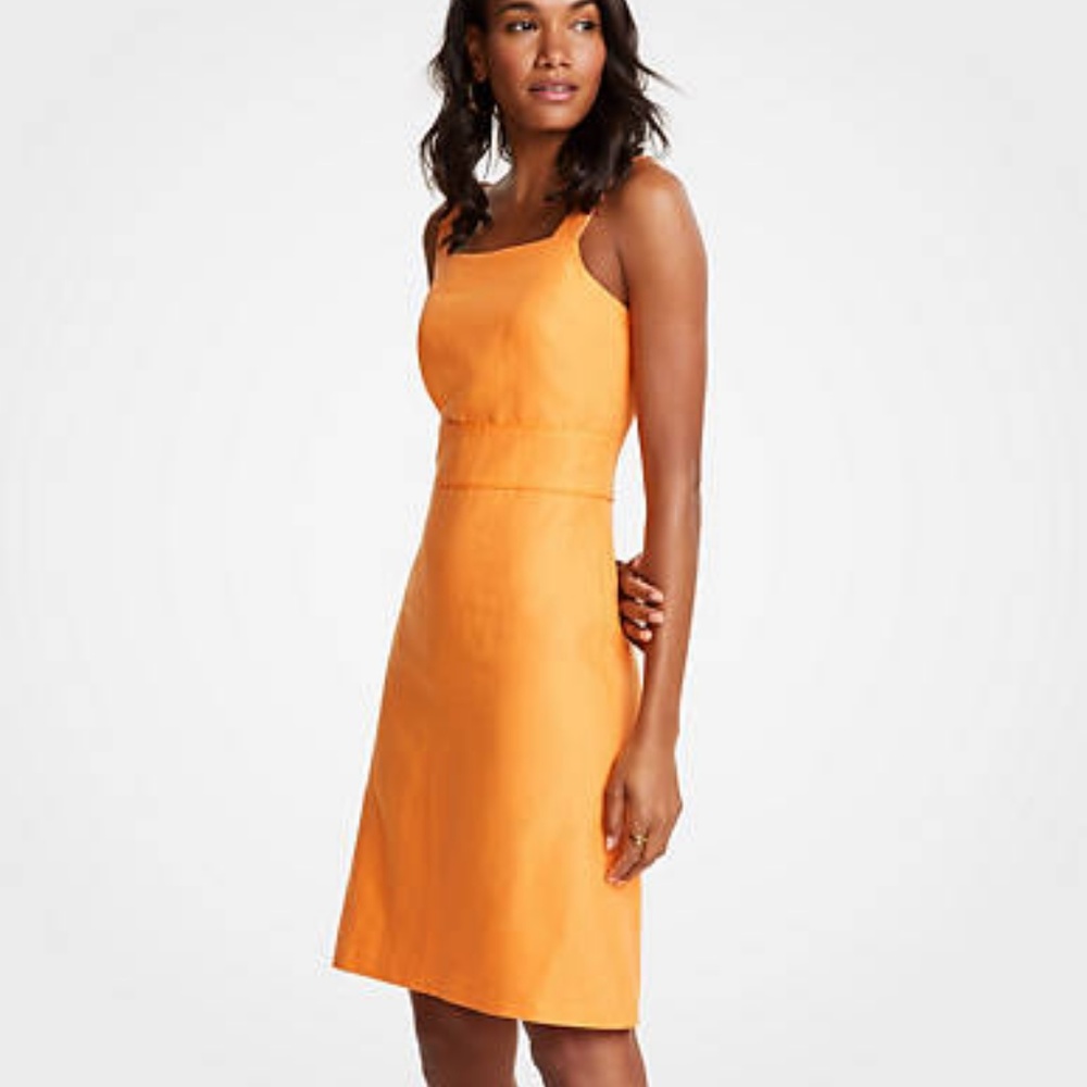 Ann Taylor NEW Linen Orange Sheath Dress - 14